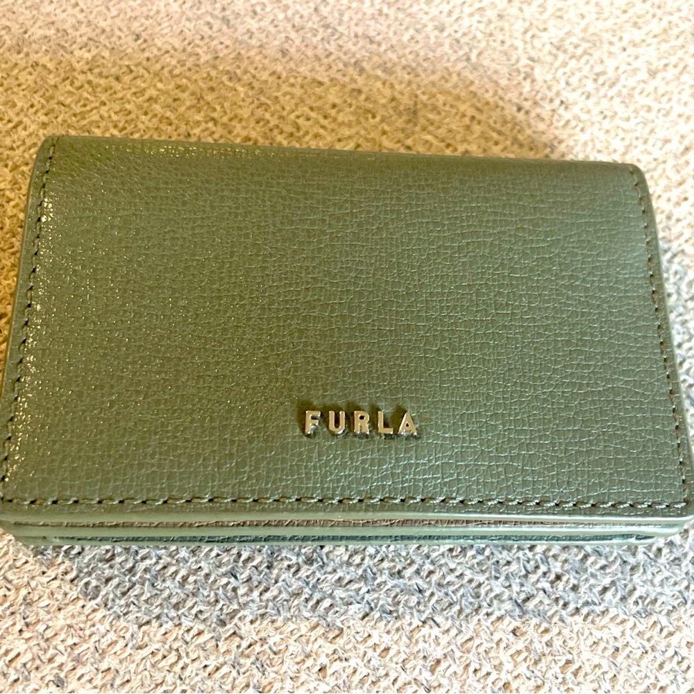 Furla Olive and Taupe Card Holder